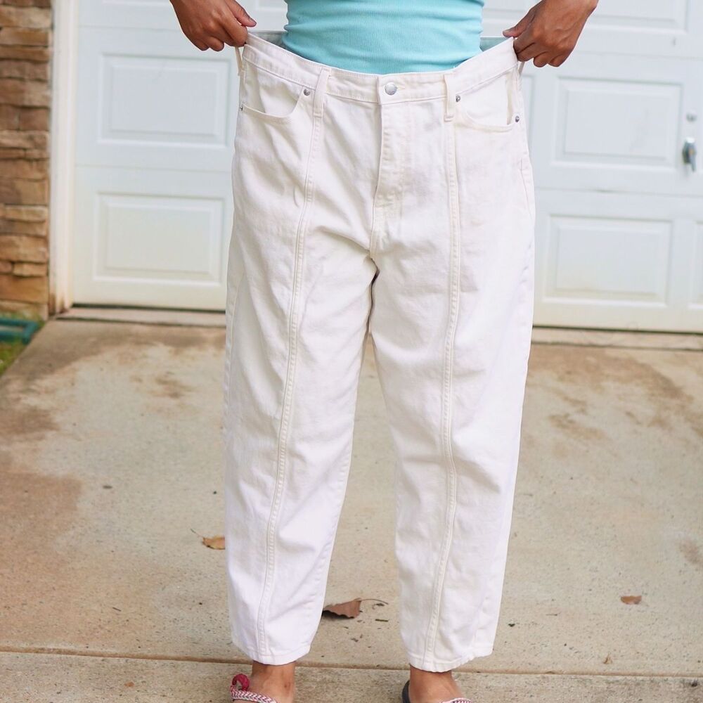 A New Day High-Rise Seamed Crop Jeans Cream 16/33R Straight Leg Neutral Denim